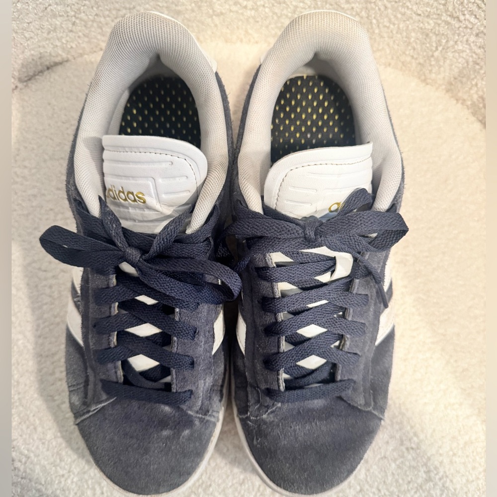 Adidas Navy and White Sneakers